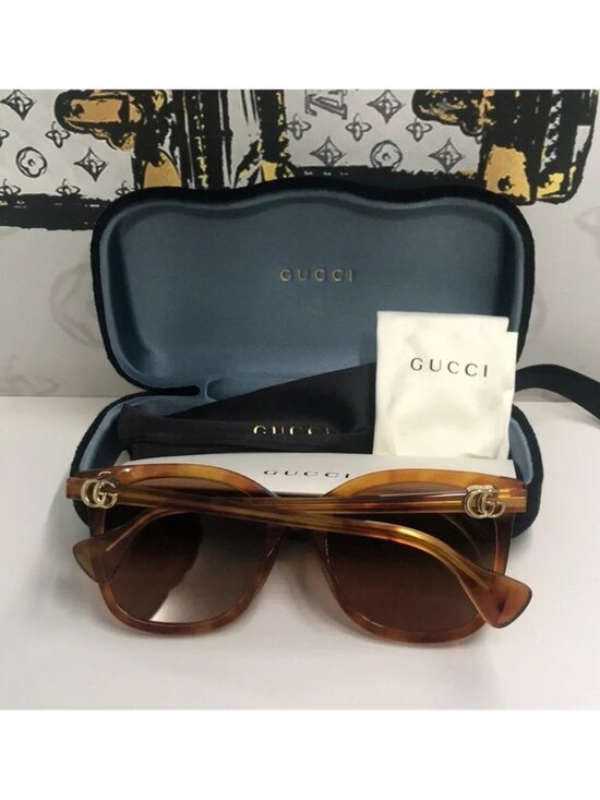 New Authentic Gucci GG1071S 003 Havana Cat-Eye Sunglasses Brown Lenses main image 8